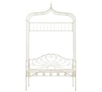 Banc de jardin, 122 cm, en fer forgé, blanc vieilli, robuste, pour terrasse et jardin, résistant aux intempéries et durable, design élégant pour l'extérieur