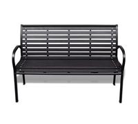 Banc de Jardin 125 cm, Acier et WPC, Noir | 3 places, montage au sol, parc et jardin, composite durable