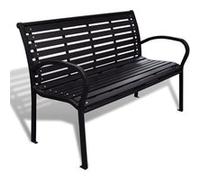 Banc de jardin 125 cm acier et WPC noir Noir G