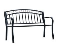 Banc De Jardin 125 Cm En Acier Noir, Siège D'extérieur Résistant Auxintempéries Noir