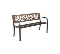 VEVOR Banc de jardin, 127 cm, banquette extérieur en acier carbone avec dossier en PVC à motif floral et accoudoirs à bords arrondis, banc résistant aux intempéries pour terrasse, parc, bronze antique