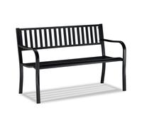 Relaxdays Banc De Jardin Banc Extérieur Balcon Terrasse En Acier Noir Métal 2 Places Noir