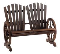 Outsunny Banc de Jardin 2 Places Adirondack Style Rustique Chic accoudoirs Roues Charette Bois Sapin traité carbonisation