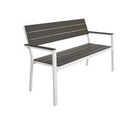 BANC D'EXTERIEUR - TECTAKE - Banc de jardin LINE 2 places en aluminium aspect bois 128 x 59 x 88cm - Gris clair / Blanc