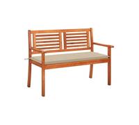 Banc de jardin 2 places avec coussin 120 cm Bois d eucalyptus