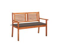 Banc de jardin 2 places avec coussin 120 cm Bois d eucalyptus G