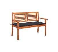 Banc de jardin 2 places avec coussin 120 cm Bois d eucalyptus G