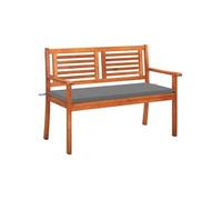 Banc de jardin 2 places avec coussin 120 cm Bois d eucalyptus