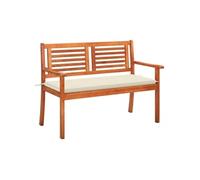 Banc de Jardin 2 Places avec Coussin Meuble de Patio Banc d'Extérieur Meuble de Terrasse Banc de Parc 120 cm Bois d'Eucalyptus