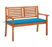 Banc de jardin 2 places avec coussin 120 cm Bois d eucalyptus G