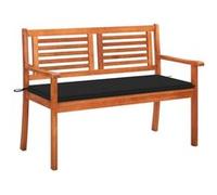 Banc de jardin 2 places avec coussin 120 cm Bois d eucalyptus G
