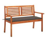 Banc de jardin 2 places avec coussin 120 cm Bois d eucalyptus