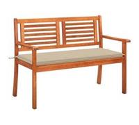 Banc de jardin 2 places avec coussin 120 cm Bois d eucalyptus G