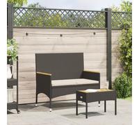 Banc de jardin 2 places avec coussins/table noir résine tressée vidaXL