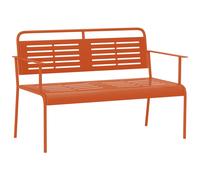 Outsunny Banc de Jardin 2 Places Banc extérieur Jardin en Acier avec accoudoirs et Dossier pour Balcon terrasse Patio véranda pelouse, 121 x 64 x 84 cm, Rouge