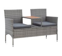 Banc de jardin 2 places et table à thé 143 cm poly rotin gris Gris G