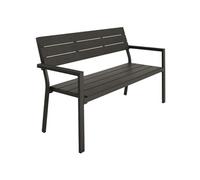 BANC D'EXTERIEUR - TECTAKE - Banc de jardin LINE 2 places en aluminium aspect bois 128 x 59 x 88cm - Gris foncé