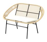 Banc De Jardin 2 Places Style Acapulco Coussin Assise Crème Inclus Résine Filaire Effet Rotin