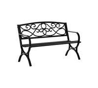 Outsunny – Banc de jardin 2 places – Dossier incliné, assise à lattes – Acier fonte Noir