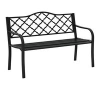 Outsunny Banc de jardin 2 places en fonte style antique accoudoirs et dossier 128x58,5x89 Noir