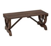 Outsunny Banc de Jardin Banc en Bois Siège à Lattes Roue Décorative Marron