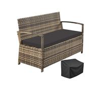 Banc de jardin - TECTAKE - Banc d'extérieur VECCHIA 2 places résistant aux intempéries avec housse de protection - Marron naturel