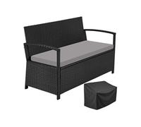 Banc de jardin - TECTAKE - Banc de jardin en polyrotin VECCHIA, 2 places, résistant aux intempéries - Noir