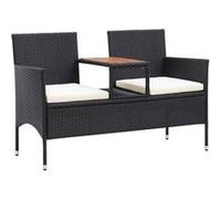 Vidaxl Banc De Jardin 2places Et Table À Thé 143cm Résine Tressée Noir Noir