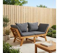 vidaXL Banc de Jardin 3 en 1 avec Coussins Bois d'Acacia Massif, Banc de Jardin 3-en-1, Jour et Nuit, accoudoirs réglables, lit inclinable, Parfait pour l’extérieur