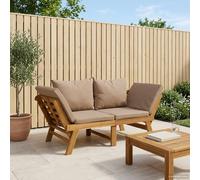 vidaXL Banc de Jardin 3 en 1 avec Coussins Bois d'Acacia Massif, Banc de Jardin 3-en-1, Jour et Nuit, accoudoirs réglables, lit inclinable, Parfait pour l’extérieur