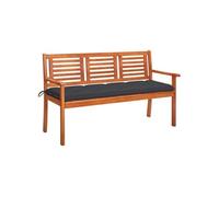 Bois d'Eucalyptus Banc de Jardin 3 Places avec Coussin 150 cm Terrasse vidaXL