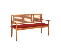 Banc de jardin 3 places avec coussin 150 cm Bois d eucalyptus G