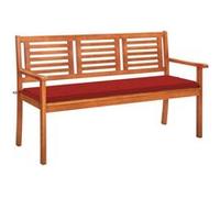Banc de jardin 3 places avec coussin 150 cm Bois d eucalyptus