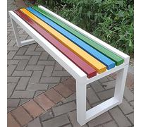 Banc de jardin 3 places en métal résistant aux intempéries - Sans dossier - Durable - 100/120/150 cm - Parfait pour les terrasses et les cours - Design élégant et robuste