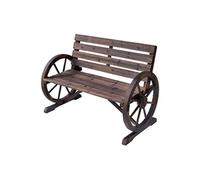 Banc de jardin - Outsunny - 3 places style rustique chic accoudoirs roues charrette - bois sapin - naturel