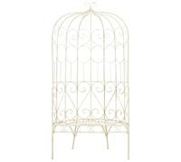Banc de Jardin 95 cm Fer Blanc que | Fer forgé, siège large, 110 kg par siège, facile à assembler, porche, cour, terrasse