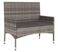vidaXL Banc de jardin 2 places 319489 avec coussins gris en résine tressée