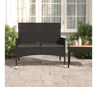 vidaXL Banc de jardin 2 places avec coussins en résine tressée Noir