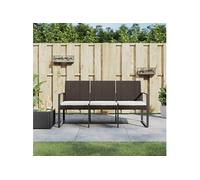 vidaXL Banc de jardin à 3 places avec coussins marron PP rotin, siège, chaise de banc, banc de patio, siège de banc, banc d'extérieur, siège de jardin Marron G