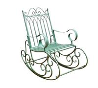 Banc de jardin à bascule en métal vert antique avec accoudoirs - Chaise balançoire d'extérieur pour porche, terrasse, pelouse, piscine, arrière-cour - Meuble de parc élégant pour la maison et le