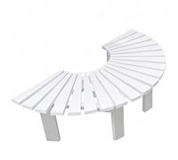 Banc de jardin à lattes en bois résistant aux intempéries - Dos nu - Demi-circulaire - Meuble d'extérieur élégant pour parcs et porches - Finition blanche