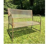 Banc de Jardin Auguste Banquette 2 Personnes Fauteuil Double d'Extérieur en Métal Vert Antique 57x93x105cm