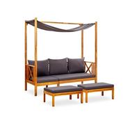 vidaXL Banc de jardin avec auvent et repose-pieds Bois d'acacia solide, 29 cm