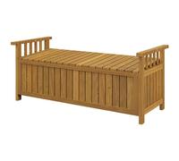 Banc de jardin avec coffre de rangement 186L - accoudoirs - dim. 128 x 56 x 53 cm - habillage PVC bois de sapin pré-huilé