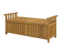 Banc de jardin avec coffre de rangement 186L - accoudoirs - dim. 128 x 56 x 53 cm - habillage PVC bois de sapin pré-huilé G