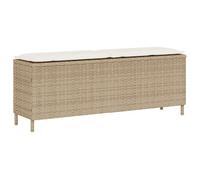 vidaXL Banc de jardin avec coussin Résine tressée 110x30x40,5 cm Beige