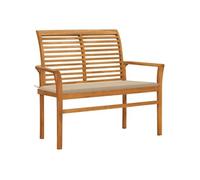 Banc de jardin avec coussin beige 112 cm Bois de teck massif