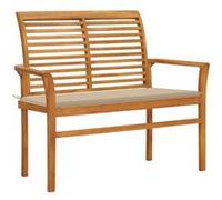 Bois de Teck Massif Banc de Jardin et Coussin Bleu Royal 112 cm Patio vidaXL