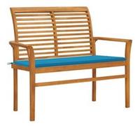 Banc de jardin avec coussin bleu 112 cm Bois de teck massif