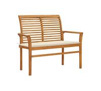 Bois de Teck Massif Banc de Jardin et Coussin Bleu Royal 112 cm Patio vidaXL